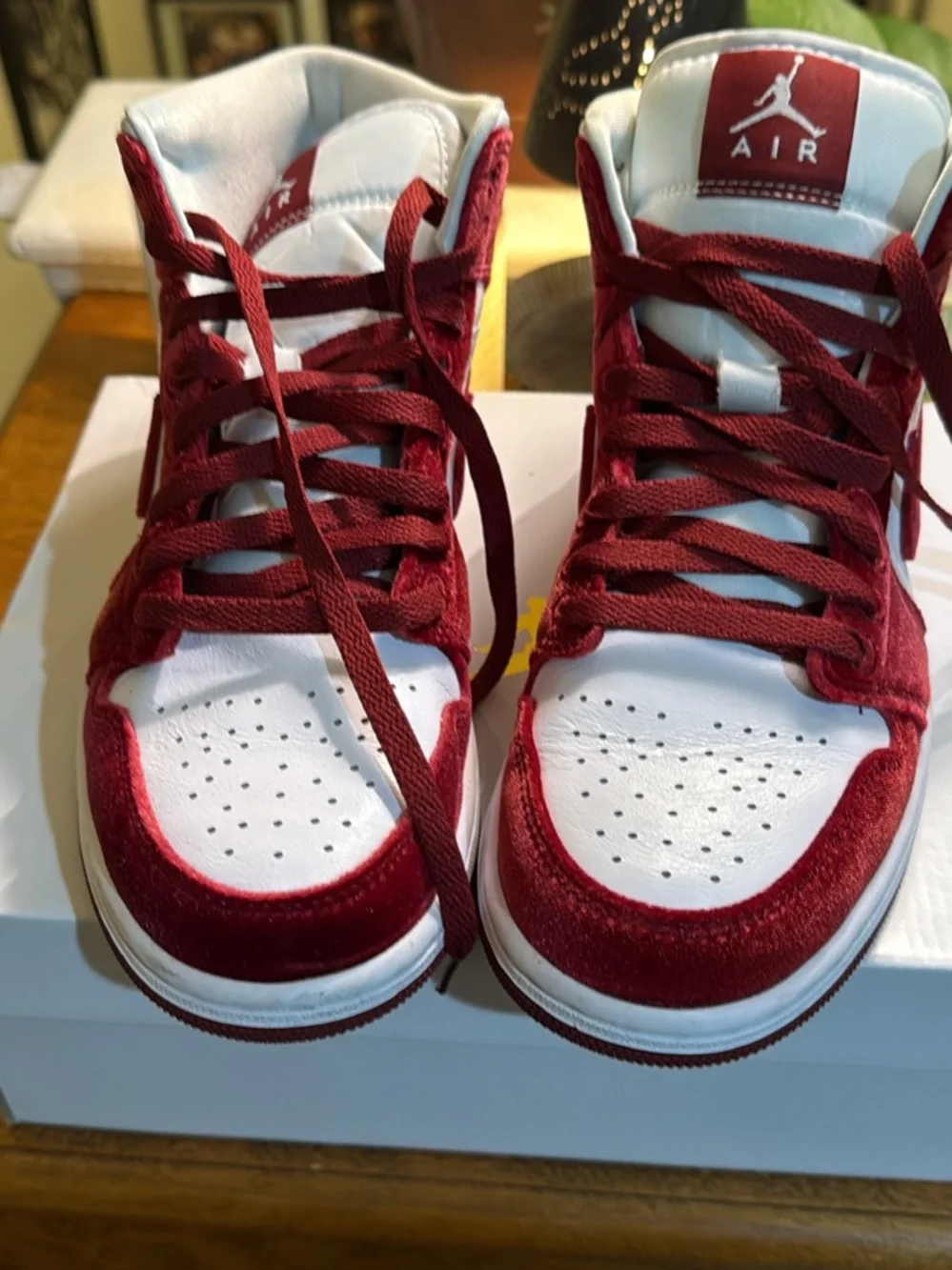 Nike Air Jordan 1 Mid White and Red Suede